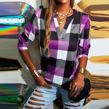 Load image into Gallery viewer, Spring, Summer, Autumn and Winter Four Seasons Women's Shirt Plaid Long-Sleeved T-shirt Blouse
