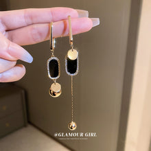 Load image into Gallery viewer, Silver Needle Pearl Diamond Asymmetric Geometric Alphabet Letter Earrings Fashion Trendy Design Tassel Ear Studs Graceful Earrings
