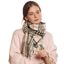 Load image into Gallery viewer, Scarf Stall Color-Contrast Check Artificial Cashmere Scarf Fashion Color Changing Scarf Women's Winter Japanese and Korean Sweet
