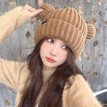 Load image into Gallery viewer, Cat Ears Knitted Hat Women's Autumn and Winter Warm Thickened Earflaps Cute Japanese Style Face-Showing Primary School Student Wool Hat
