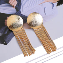 Load image into Gallery viewer, round Metal Tassel Chain Pendant Earrings for Women Elegant Earrings Jewelry
