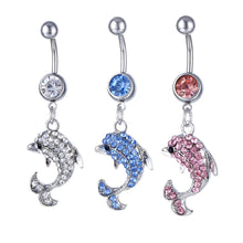 Load image into Gallery viewer, Piercing Jewelry Dolphin Small Pendant Navel Ring Navel Stud Diamond Belly Ring Navel Stud
