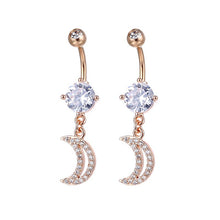 Load image into Gallery viewer, Fashion New Belly Umbilical Ring Navel Buckle Navel Stud round Hanging Moon Umbilical Ring
