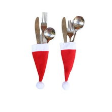 Load image into Gallery viewer, Christmas Decorations Christmas Small Hat Non-Woven Cap Christmas Hat Knife and Fork Set Christmas Wine Bottle Decoration

