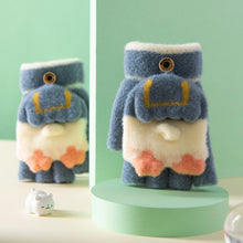 Load image into Gallery viewer, Winter Children's Flip Gloves Student Half Finger Cartoon Cute Baby Thick Gloves
