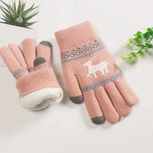 Load image into Gallery viewer, Thickened Touch Screen Thermal Gloves Men's and Women's Fleece-Lined Wool Touch Screen Gloves Deer Knitted Gloves
