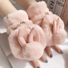 Load image into Gallery viewer, Cute Girl Student Cute Rabbit Flip Open Finger Plush Fleece Warm Gloves
