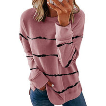 Load image into Gallery viewer, Women's Top Loose All-Matching Striped Floral Print Long Sleeve Pullover
