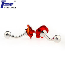 Load image into Gallery viewer, French Cufflinks Cuff Cufflink Men's Wedding Cufflinks Rose Red
