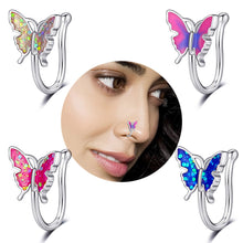 Load image into Gallery viewer, Oil Dripping Butterfly Nasal Splint Fake Nose Ring Piercing Jewelry
