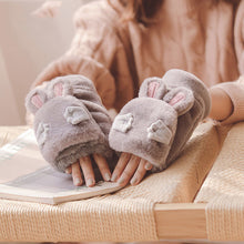 Load image into Gallery viewer, Cute Girl Student Cute Rabbit Flip Open Finger Plush Fleece Warm Gloves
