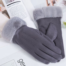 Load image into Gallery viewer, Autumn and Winter Warm Gloves Suede Gloves Women's Fleece-Lined Thickened Outdoor Cycling and Driving Touch Screen Gloves

