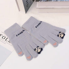 Load image into Gallery viewer, Fleece-Lined Thickened Touch Screen Warm Gloves Knitted Lesser Panda Plush Gloves Female Cute
