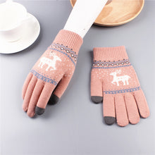 Load image into Gallery viewer, Fleece-Lined Thick Style Deer Gloves Female Winter Knitted Five Finger Touch Screen Wool Cartoon Cute Korean Style
