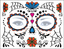 Load image into Gallery viewer, Halloween Tattoo Sticker Paper Day of the Dead Transfer Face Pasters Makeup Party Tattoo Sticker
