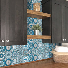 Load image into Gallery viewer, 24 Pcs/set Mandala Simulation Tile Sticker Home Renovation Kitchen and Bathroom Decoration Self-Adhesive Peel off the Wall Sticker
