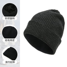 Load image into Gallery viewer, Winter Retro Men's Thickened plus Fluff Knitted Hat Fashionable Solid Color All-Matching Closed Toe Beanie Hat Sports Cold-Proof Woolen Cap
