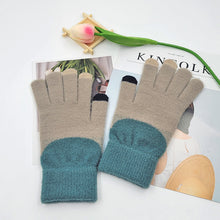 Load image into Gallery viewer, Warm Gloves Winter Touch Screen Velvet Mink Fur Cold-Proof Gloves Color Contrast Patchwork
