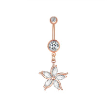 Load image into Gallery viewer, New Five-Leaf Flower Zircon Navel Ring Navel Stud Piercing Jewelry
