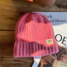 Load image into Gallery viewer, Hat Female Autumn and Winter Korean Style All-Matching Solid Color Digital Ins Knitted Hat Warm Korean Fashion Cute Wool Hat
