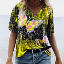 Load image into Gallery viewer, Women's Spring and Autumn Five-Quarter Sleeve Butterfly Print Top for Women
