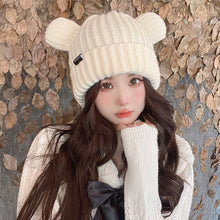 Load image into Gallery viewer, Cat Ears Knitted Hat Women's Autumn and Winter Warm Thickened Earflaps Cute Japanese Style Face-Showing Primary School Student Wool Hat
