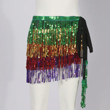 Load image into Gallery viewer, Halloween Belly Dance Costume Indian Dance Waist Scarf Sequins Tassel Hip Scarf Stage DS Performance Belly Dance Waist Chain
