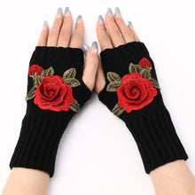 Load image into Gallery viewer, 2023 New Autumn and Winter Women's Short Chic Flower Gloves Knitted Wool Oversleeve Warm Half Finger Fingerless Gloves
