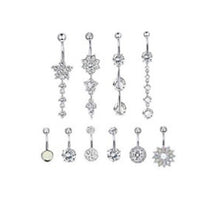 Load image into Gallery viewer, Multi-Layer Stainless Steel Belly Ring Long-Sleeved Suit Navel Stud Piercing Jewelry

