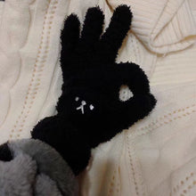 Load image into Gallery viewer, Bear Embroidery Cute Cartoon Student Thickened Warm Lady Winter Knitting Plush Gloves
