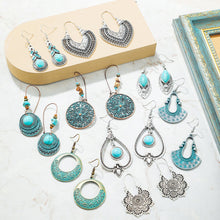 Load image into Gallery viewer, Ethnic Style Earrings Turquoise Retro National Style Earrings Set Bohemian Earrings
