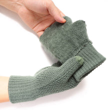 Load image into Gallery viewer, Warm Finger Riding Gloves Men's Solid Color with Fur Thickened Knitted Touch-Screen Gloves
