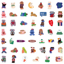 Load image into Gallery viewer, 50PCs Cute Korean Bear Graffiti Stickers Luggage Water Cup Skateboard Storage Box Waterproof Stickers
