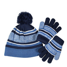 Load image into Gallery viewer, Gloves Two-Piece Set Winter Fleece-Lined Warm Children's Five-Finger Knitted Cold-Proof British Hat
