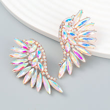 Load image into Gallery viewer, Colorful Crystals Exaggerated Famous   Fan Wing Earrings Fashion Stud Earrings Bohemian Style
