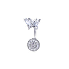 Load image into Gallery viewer, Flower Shape Belly Ring Navel Stud Full Inlaid Stone
