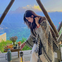 Load image into Gallery viewer, Ethnic Style Shawl Lijiang Scarf Travel Shawl Cape Outer Wear Thickened Cloak Robe
