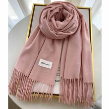 Load image into Gallery viewer, 2023autumn and Winter Cashmere Scarf Texture Solid Color Tassel Warm Long Wrap All-Matching Thickened Couple Scarf
