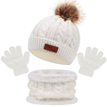 Load image into Gallery viewer, Children's Hat Scarf Gloves Three-Piece Set Autumn and Winter New Single Ball Baby Hat
