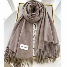 Load image into Gallery viewer, 2023autumn and Winter Cashmere Scarf Texture Solid Color Tassel Warm Long Wrap All-Matching Thickened Couple Scarf
