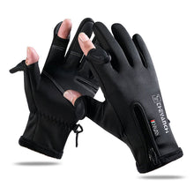 Load image into Gallery viewer, Windproof Waterproof Anti-Slip Finger Touch Screen Exposed Two Finger Fishing Gloves
