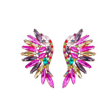 Load image into Gallery viewer, Colorful Crystals Exaggerated Famous   Fan Wing Earrings Fashion Stud Earrings Bohemian Style
