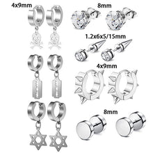Load image into Gallery viewer, Zircon Stud Earrings round Cake Barbell Earrings Men's Personality Set Combination
