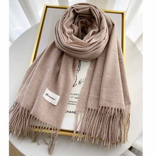 Load image into Gallery viewer, 2023autumn and Winter Cashmere Scarf Texture Solid Color Tassel Warm Long Wrap All-Matching Thickened Couple Scarf
