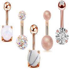 Load image into Gallery viewer, 5-Piece Set Combination Baosong Stone Navel Stud Zircon Navel Ring
