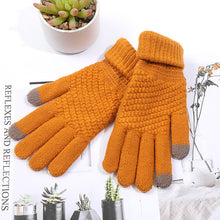 Load image into Gallery viewer, Knitted Solid Color with Fur Warm Student Gloves Men's and Women's Outdoor Riding Touch Screen Gloves Jacquard Gloves
