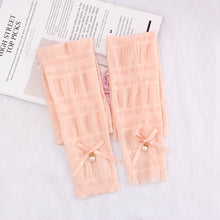 Load image into Gallery viewer, Ladies Bow Long Sleeves Outdoor Cycling Spring/Summer Sunscreen Lace Lace Half Finger Arm Sleeve Gloves
