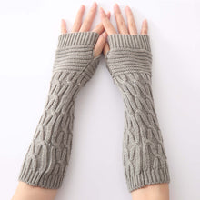 Load image into Gallery viewer, Knitted Half Finger Fingerless Gloves Knitting Wool Gloves Folds Warm Men and Women Arm Sleeve
