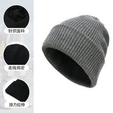 Load image into Gallery viewer, Winter Retro Men's Thickened plus Fluff Knitted Hat Fashionable Solid Color All-Matching Closed Toe Beanie Hat Sports Cold-Proof Woolen Cap
