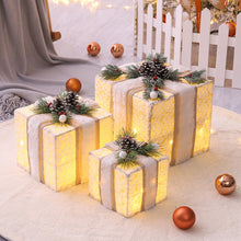 Load image into Gallery viewer, Christmas Gift Box Pile Head Christmas Decoration Luminous  Three-Piece Set Window Courtyard Layout Props
